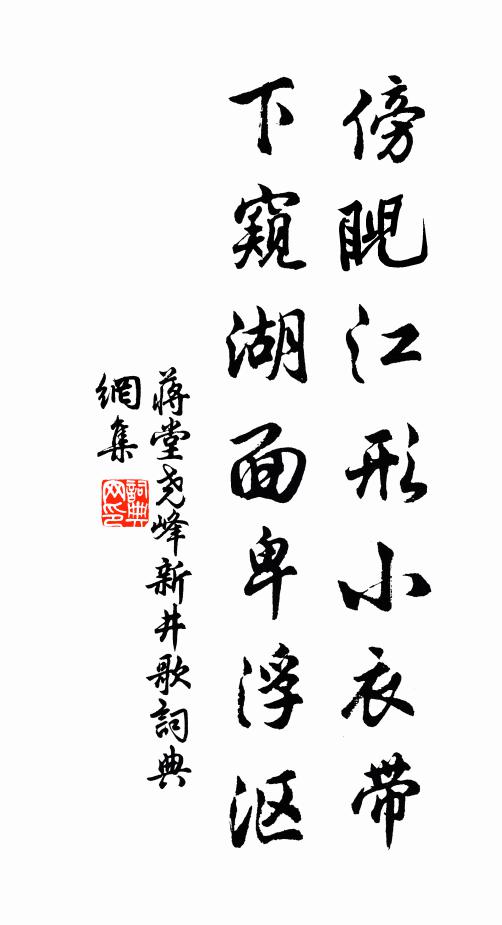 蒋堂傍睨江形小衣带，下窥湖面卑浮沤书法作品欣赏