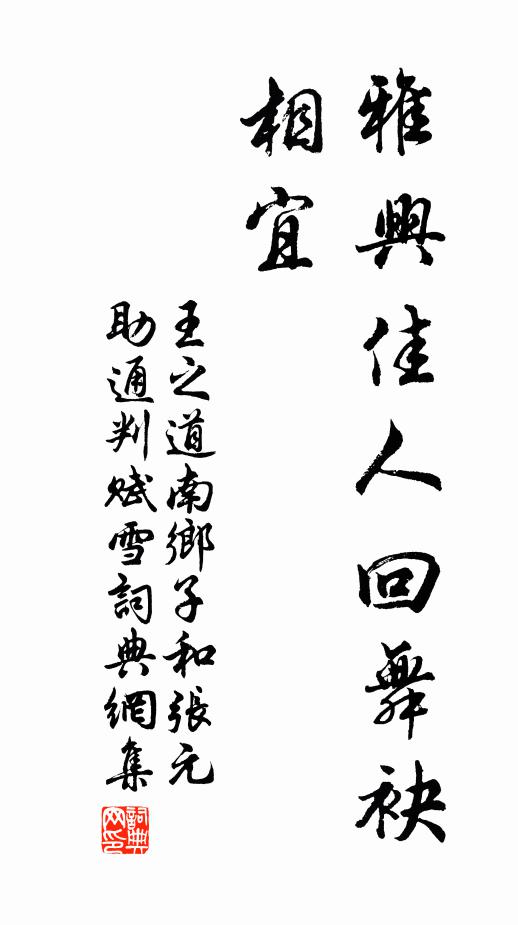 王之道雅兴佳人回舞袂，相宜书法作品欣赏