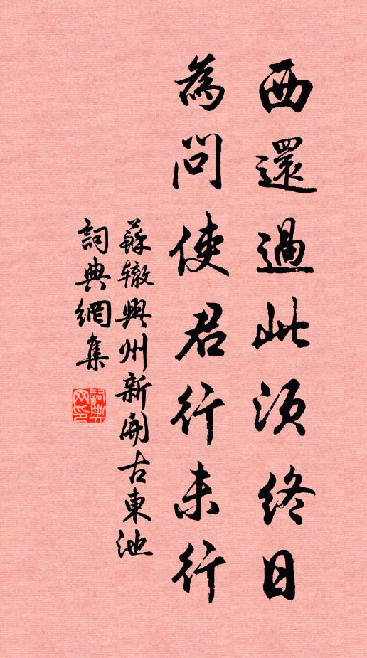 苏辙西还过此须终日，为问使君行未行书法作品欣赏