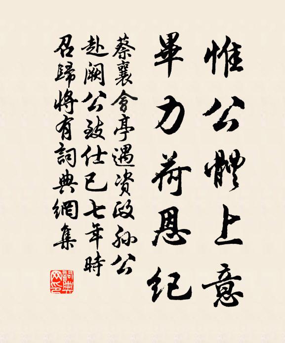 蔡襄惟公体上意，毕力荷恩纪书法作品欣赏