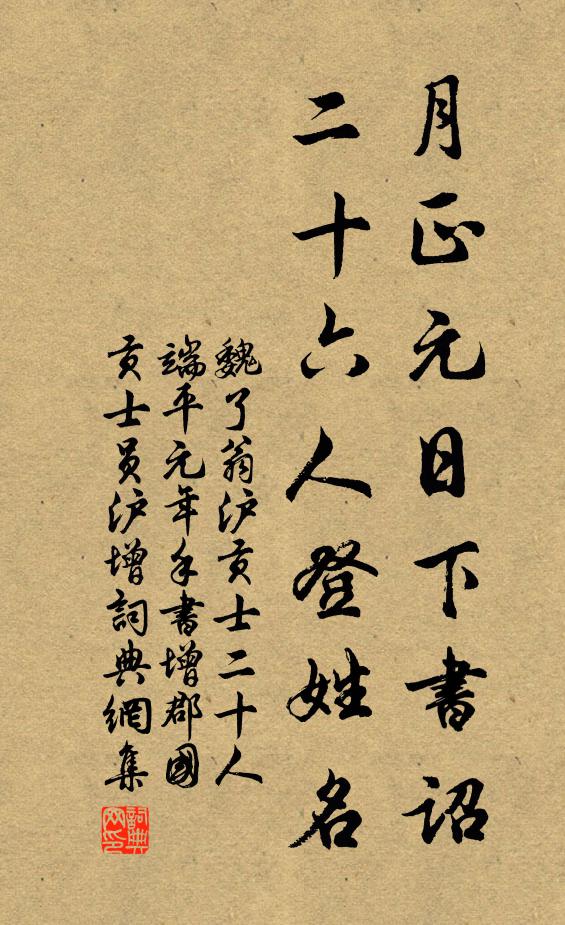 魏了翁月正元日下书诏，二十六人登姓名书法作品欣赏
