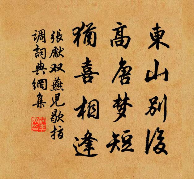 张先东山别后，高唐梦短，犹喜相逢书法作品欣赏