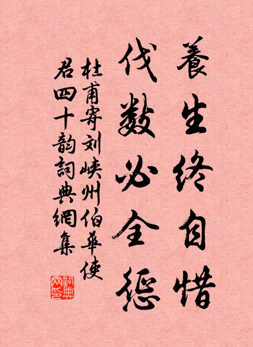杜甫养生终自惜,伐数必全惩书法作品欣赏