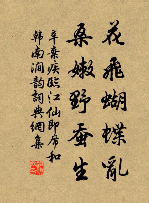 辛弃疾花飞蝴蝶乱，桑嫩野蚕生书法作品欣赏