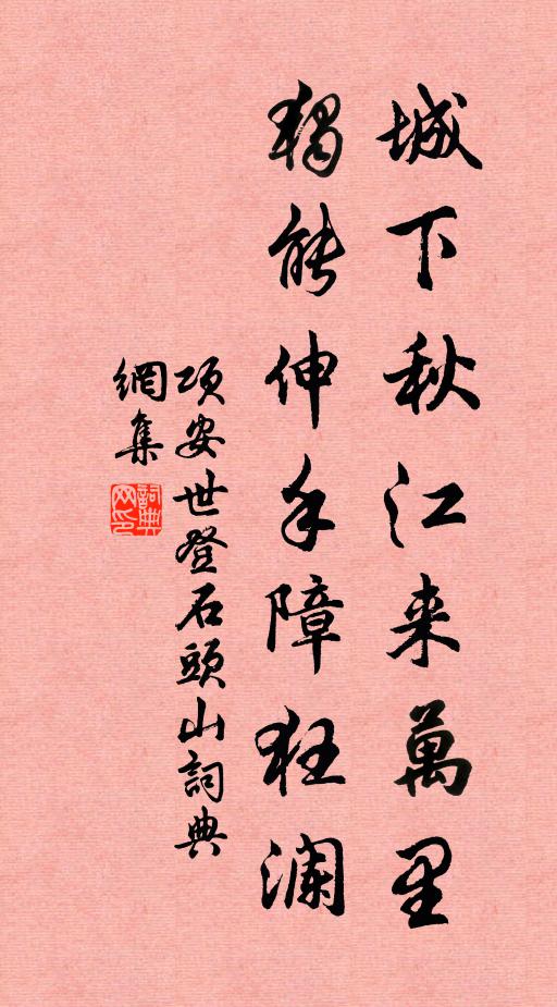 项安世城下秋江来万里，独能伸手障狂澜书法作品欣赏