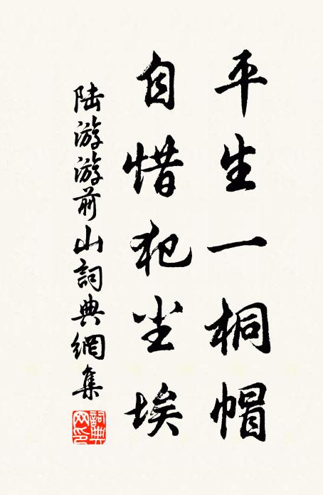 陆游平生一桐帽，自惜犯尘埃书法作品欣赏
