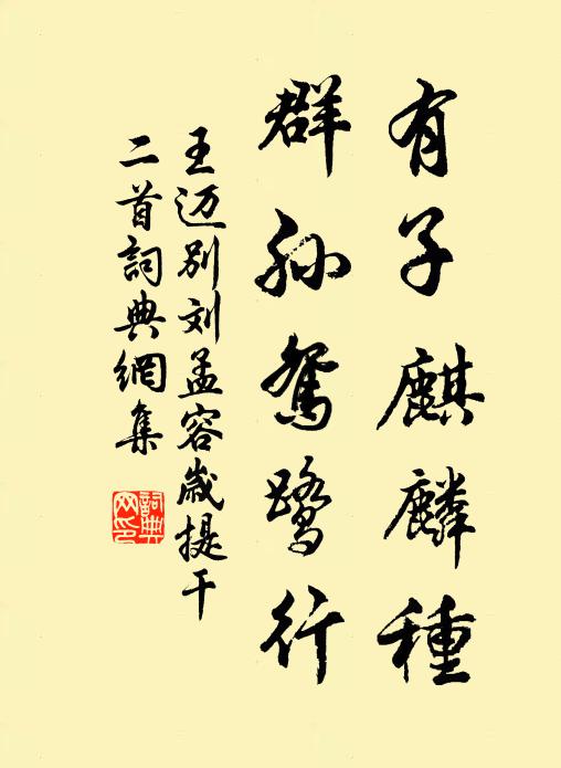 王迈有子麒麟种，群孙鸳鹭行书法作品欣赏