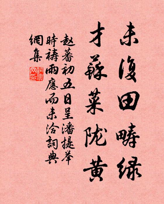 赵蕃未复田畴绿，才苏菜陇黄书法作品欣赏