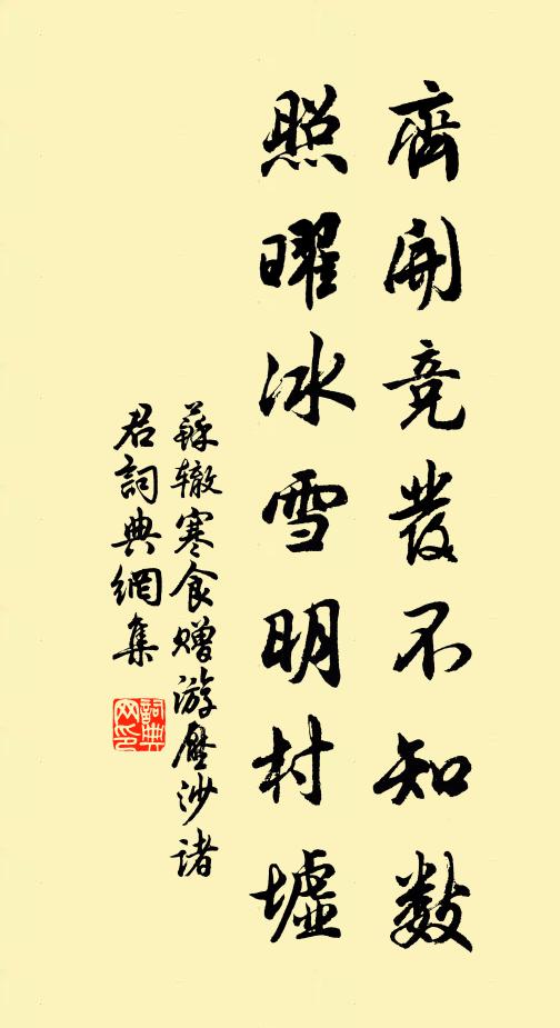 苏辙齐开竞发不知数，照曜冰雪明村墟书法作品欣赏