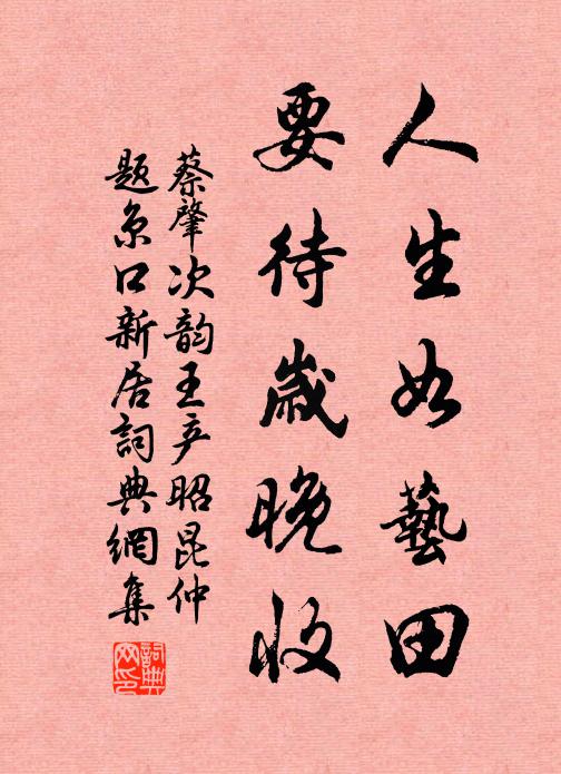蔡肇人生如艺田，要待岁晚收书法作品欣赏