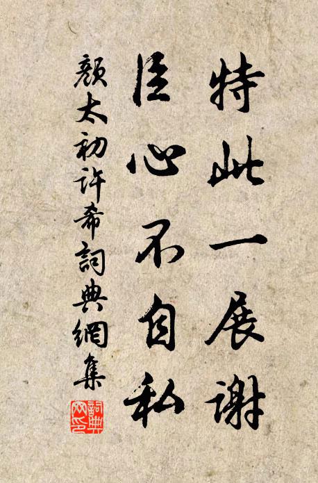 颜太初特此一展谢,臣心不自私书法作品欣赏