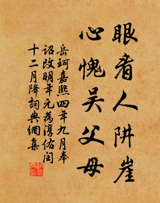岳珂眼看人阱崖,心愧吴父母书法作品欣赏