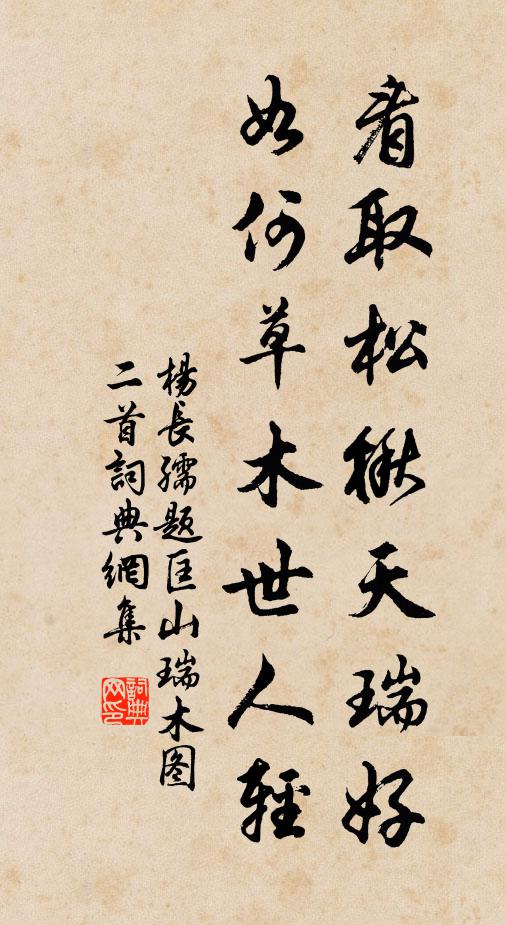 杨长孺看取松楸天瑞好，如何草木世人轻书法作品欣赏