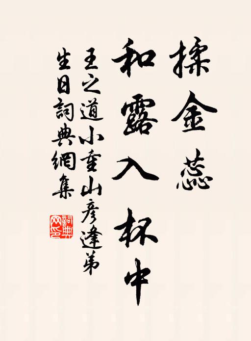 王之道揉金蕊，和露入杯中书法作品欣赏