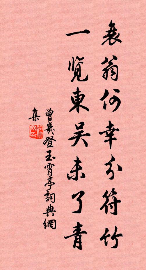 曾几衰翁何幸分符竹，一览东吴未了青书法作品欣赏