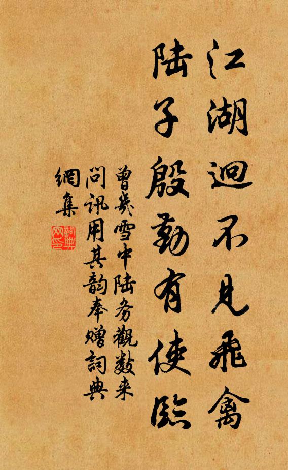 曾几江湖迥不见飞禽，陆子殷勤有使临书法作品欣赏