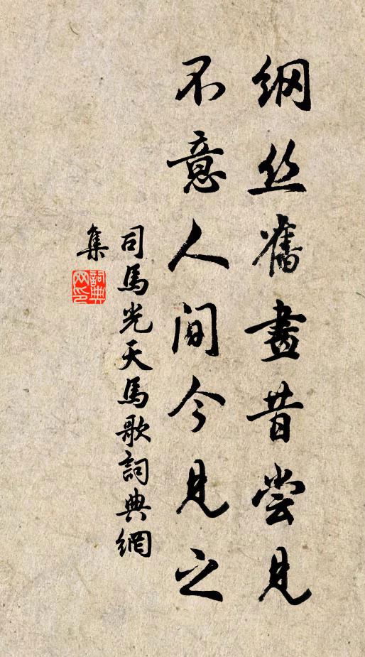 司马光纲丝旧画昔尝见，不意人间今见之书法作品欣赏