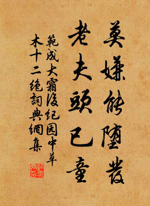 范成大莫嫌能堕发，老夫头已童书法作品欣赏