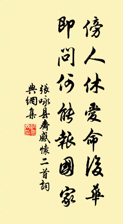 张咏傍人休爱命后华，即问何能报国家书法作品欣赏