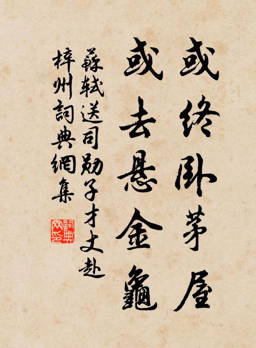 苏轼或终卧茅屋，或去悬金龟书法作品欣赏