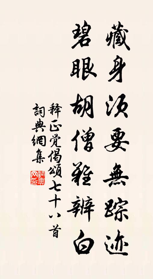 释正觉藏身须要无踪迹，碧眼胡僧难辨白书法作品欣赏