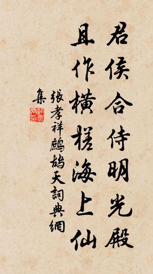 张孝祥君侯合侍明光殿，且作横槎海上仙书法作品欣赏