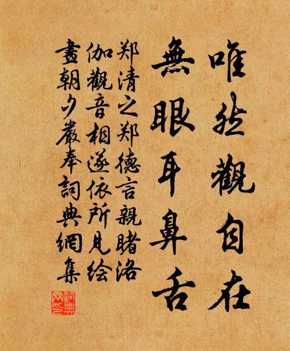 郑清之唯然观自在，无眼耳鼻舌书法作品欣赏