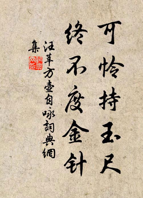 汪莘可怜持玉尺，终不度金针书法作品欣赏