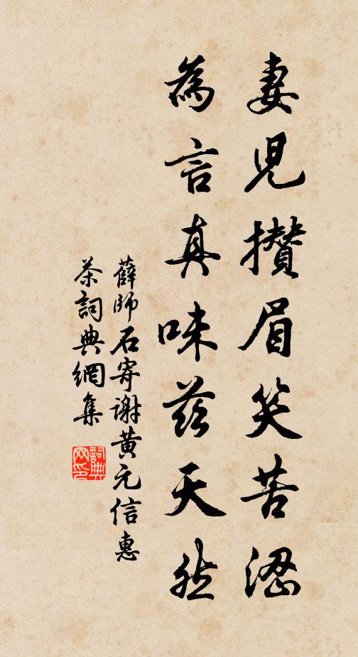 薛师石妻儿攒眉笑苦涩，为言真味兹天然书法作品欣赏