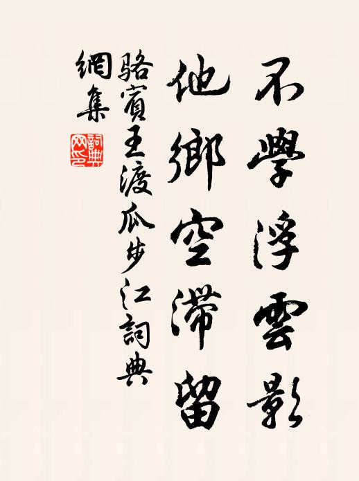 骆宾王不学浮云影，他乡空滞留书法作品欣赏