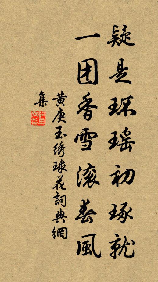 黄庚疑是环瑶初琢就，一团香雪滚春风书法作品欣赏