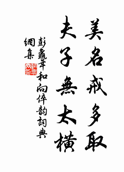 彭龟年美名戒多取，夫子无太横书法作品欣赏