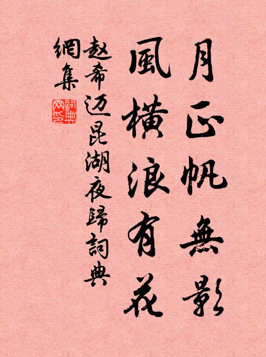 赵希迈月正帆无影，风横浪有花书法作品欣赏