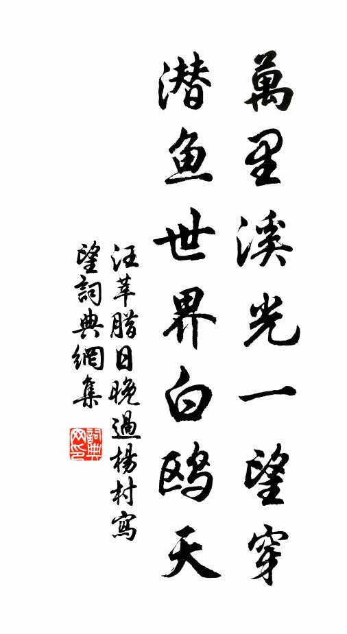 汪莘万里溪光一望穿，潜鱼世界白鸥天书法作品欣赏