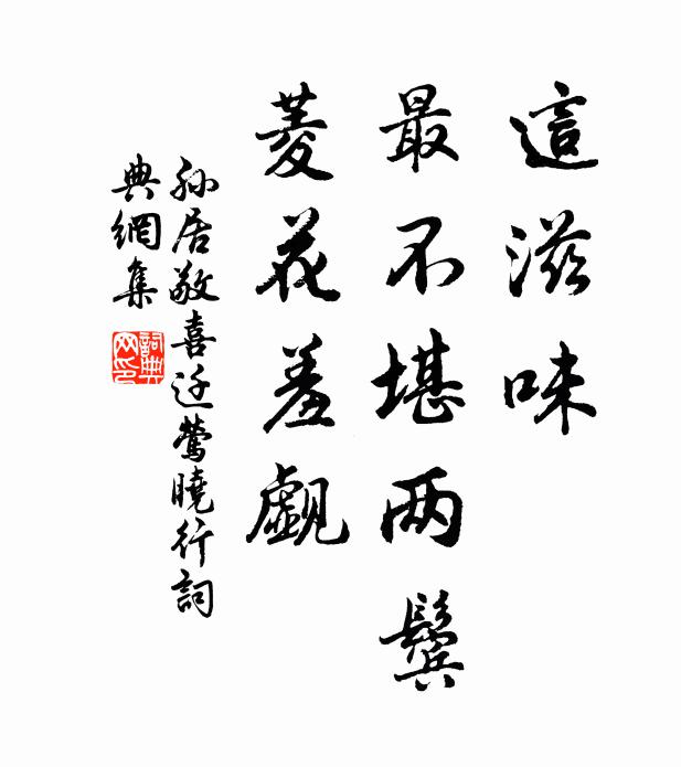 孙居敬这滋味，最不堪两鬓，菱花羞觑书法作品欣赏