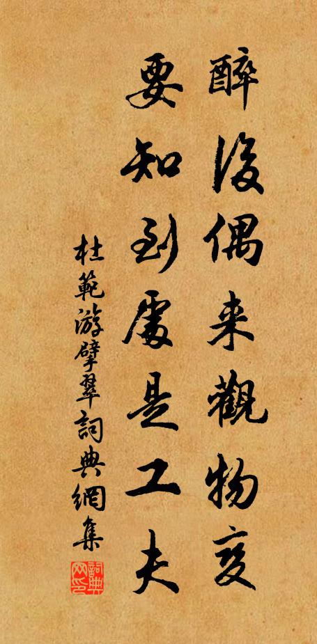 杜范醉后偶来观物变，要知到处是工夫书法作品欣赏