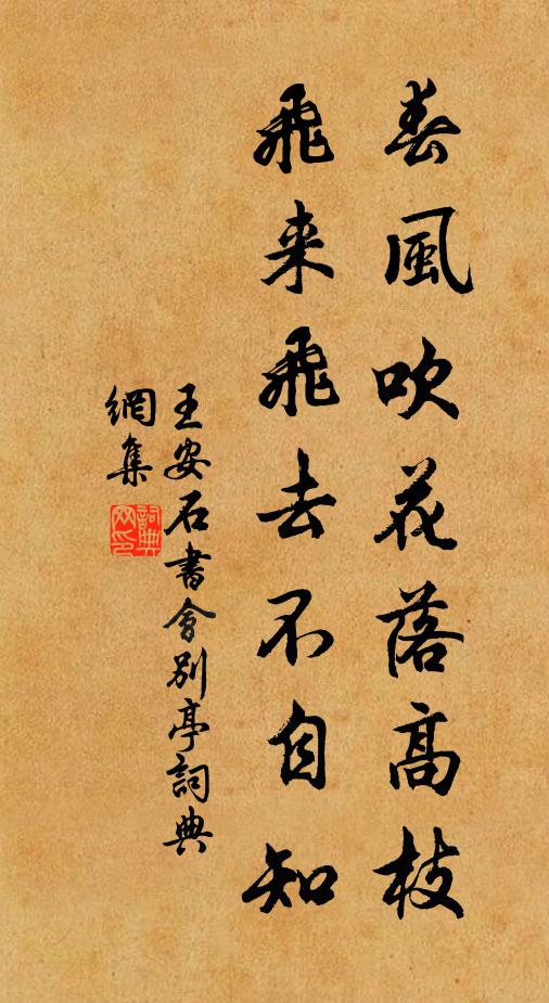 王安石春风吹花落高枝，飞来飞去不自知书法作品欣赏