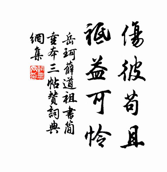 岳珂伤彼苟且，祗益可怜书法作品欣赏