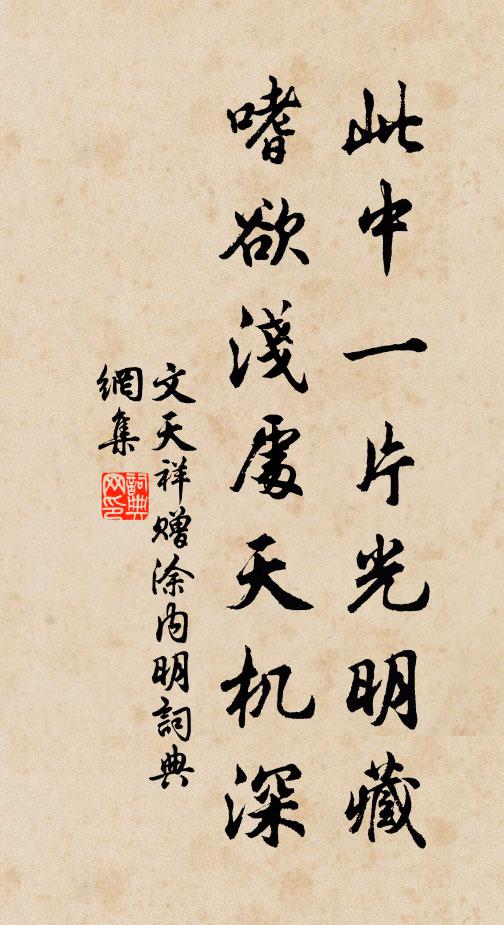 文天祥此中一片光明藏，嗜欲浅处天机深书法作品欣赏