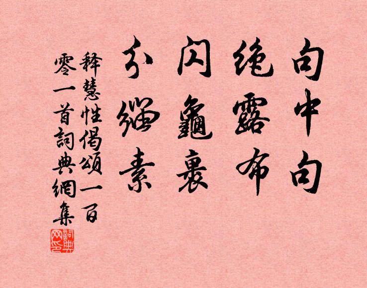 释慧性句中句，绝露布。闪龟裹，分缁素。书法作品欣赏