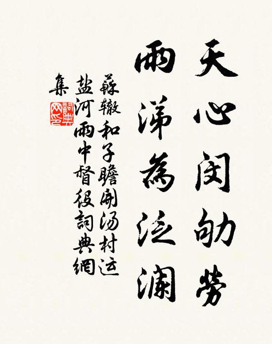 苏辙天心闵劬劳，雨涕为泛澜书法作品欣赏