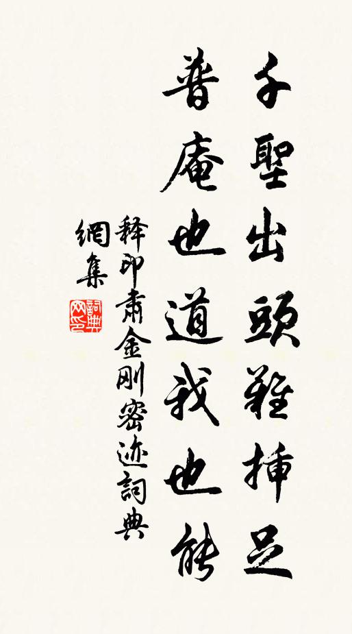 释印肃千圣出头难插足，普庵也道我也能书法作品欣赏