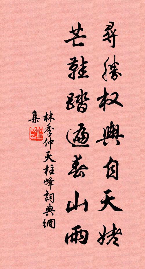 林季仲寻胜权舆自天姥，芒鞋踏遍春山雨书法作品欣赏
