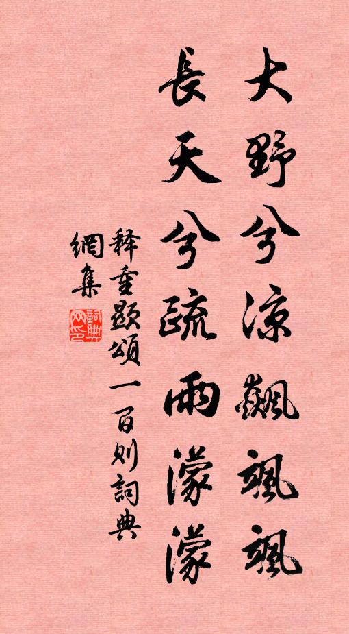 释重顯大野兮凉飙飒飒，长天兮疏雨濛濛书法作品欣赏