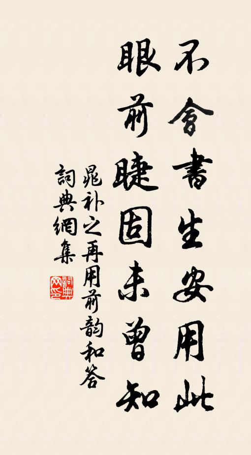 晁补之不会书生安用此，眼前睫固未曾知书法作品欣赏