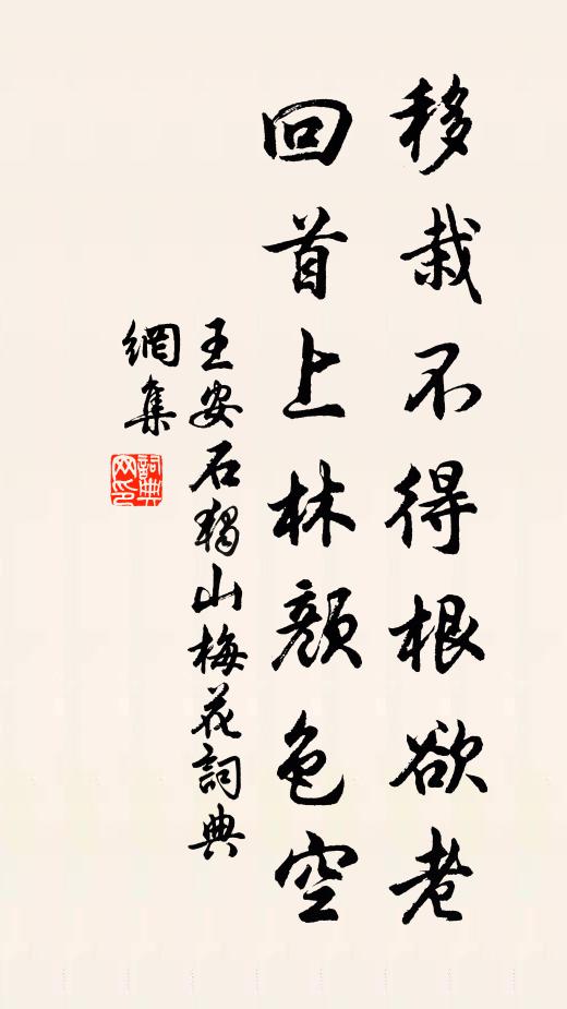 王安石移栽不得根欲老，回首上林颜色空书法作品欣赏