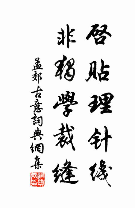 孟郊启贴理针线，非独学裁缝书法作品欣赏