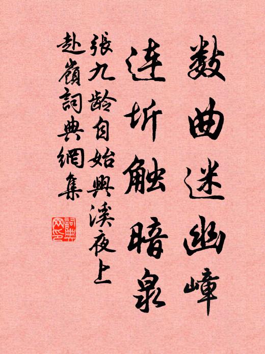 张九龄数曲迷幽嶂，连圻触暗泉书法作品欣赏