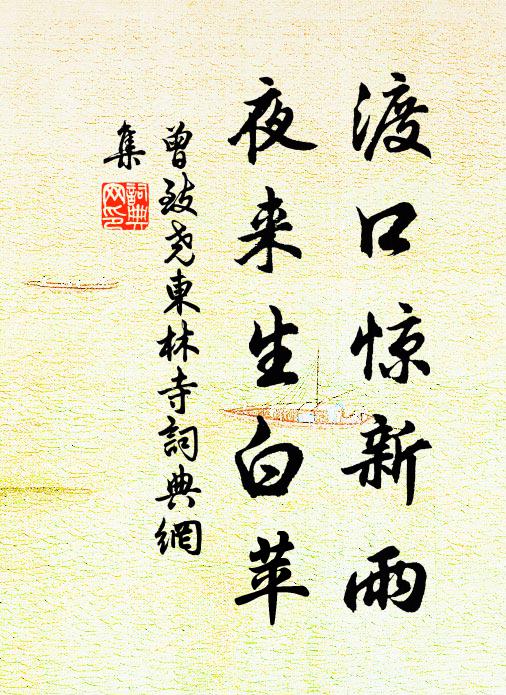 曾致尧渡口惊新雨，夜来生白苹书法作品欣赏