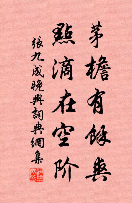 张九成茅檐有余爽，点滴在空阶书法作品欣赏